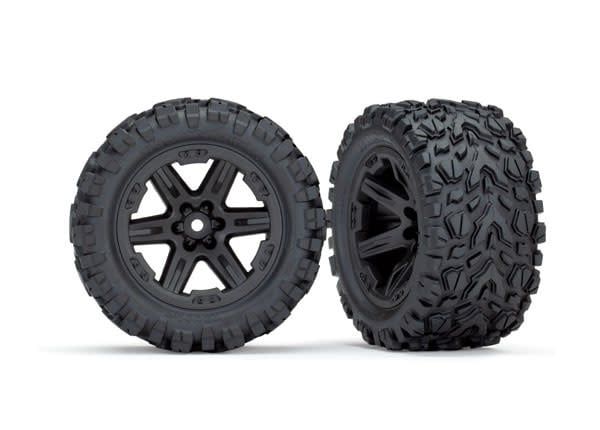 Traxxas Tires &amp; wheels, assembled, glued (2.8") (RXT black wheels, Talon EXT tires, foam inserts) (4WD electric front/rear, 2WD electric front only) (2) (TSM rated)