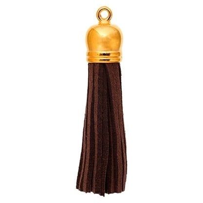 John Bead Faux Suede Tassle Gold Cap Brown 2 pcs