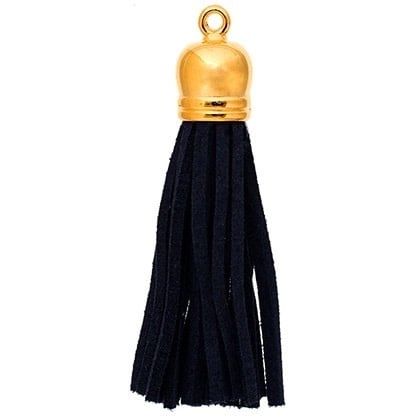 FINAL SALE John Bead Faux Suede Tassle Gold Cap Navy 2pc