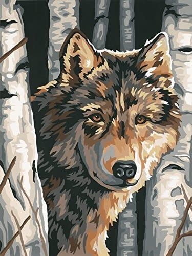 Dimensions Wolf Among Birches Paint By Number
