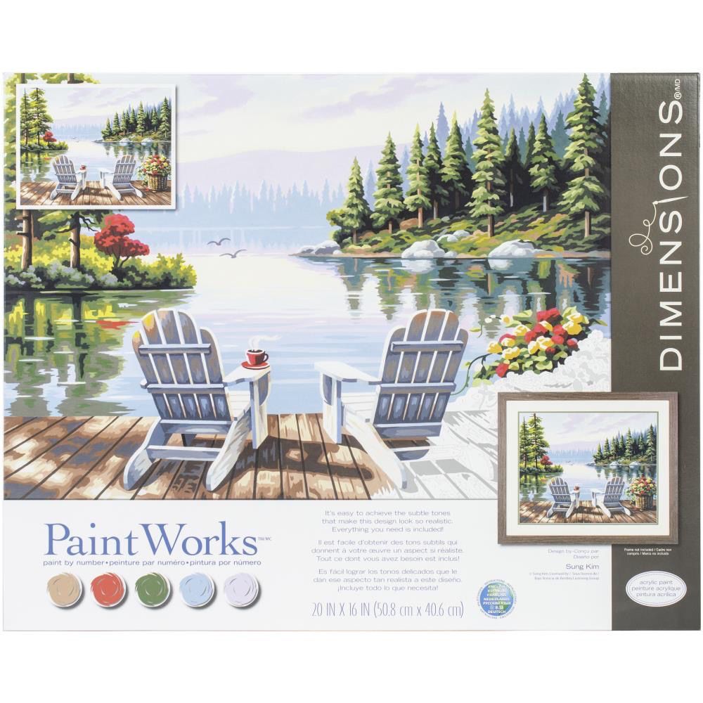 Dimensions Paint Works Paint By Number Kit â€œLakeside Morningâ€ 20" X 16"
