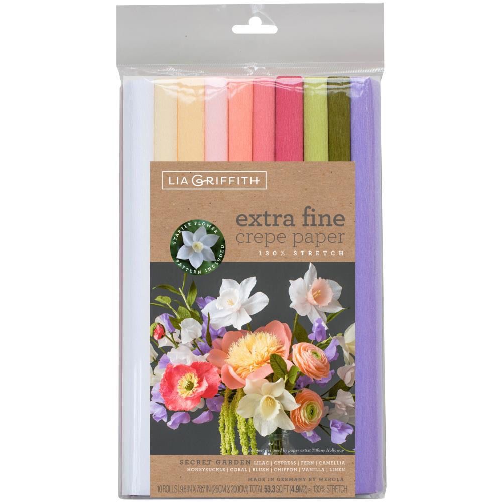 Lia Griffith Extra Fine Crepe Paper  Secret Garden Colours 6.5ft x 10 rolls