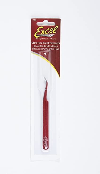Excel Red slant point tweezers