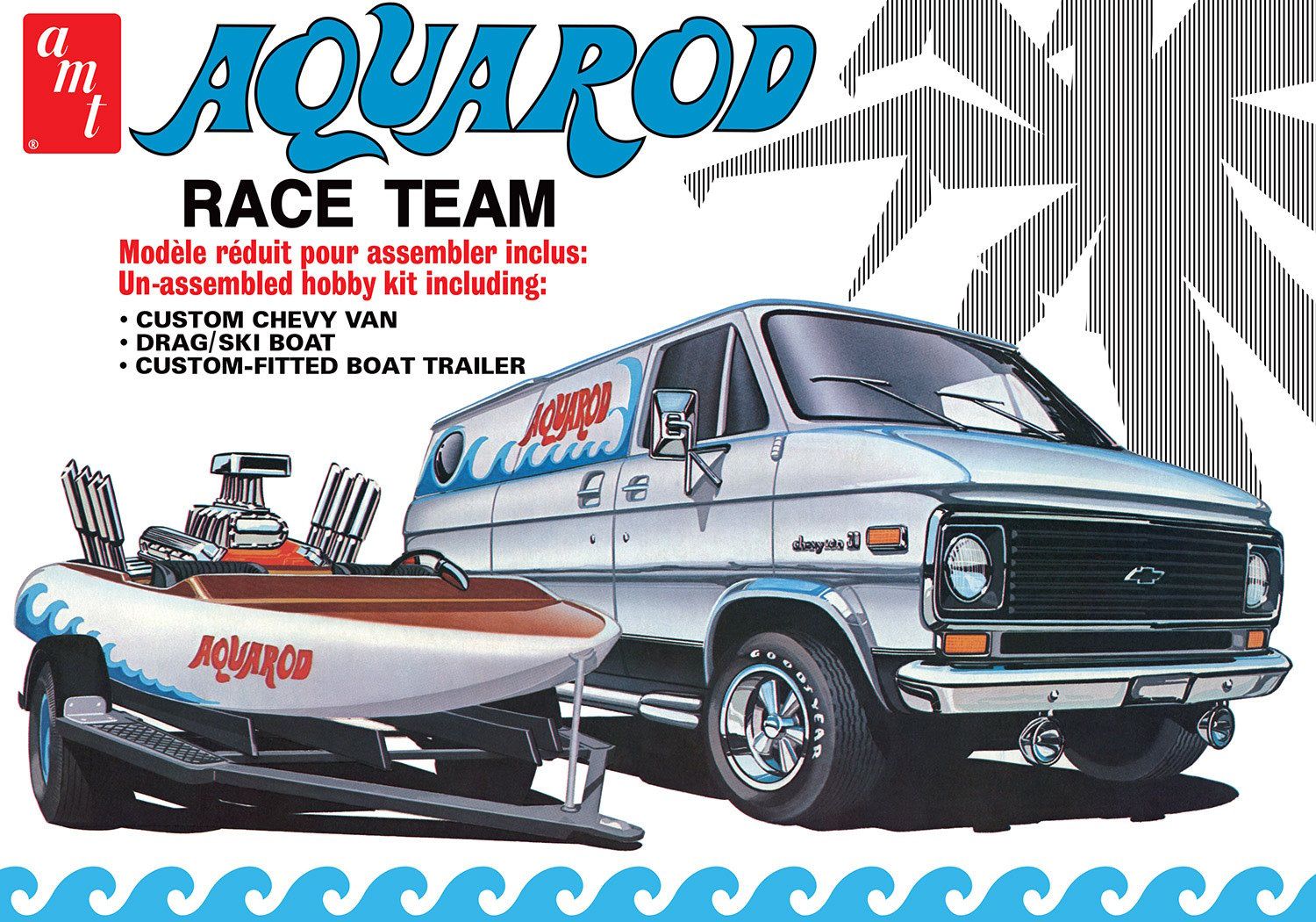 AMT\ERTL 1/25 Aqua Rod Race Team 1975 Chevy Van Race Boat with Trailer