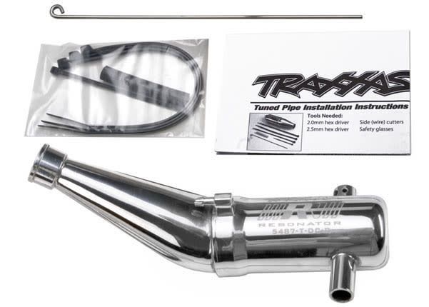 Traxxas Tuned pipe, Resonator, R.O.A.R. legal (aluminum, double-chamber)
