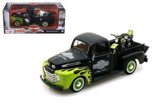 Maisto 1/24 H-D '48 Fl Panhead + '48 Ford F-1 Pickup Dull Black