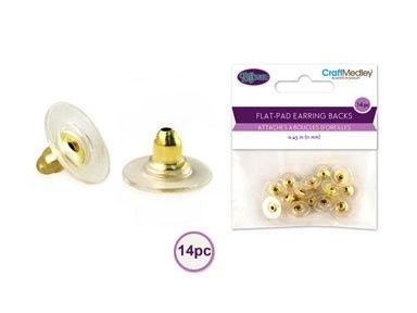 CraftMedley Gold Earring Back Flat Pad 14Pc