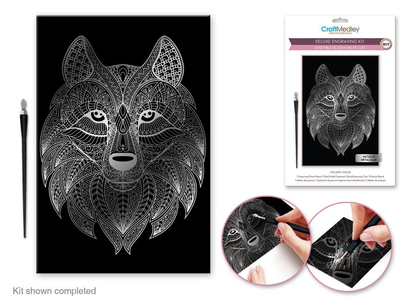CraftMedley Deluxe Engraving Art DIY Kit Metallic Wolf
