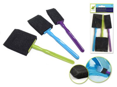 Colorfactory 1/1.5/2in Sponge Brush with Ergonomic Handle 3pc