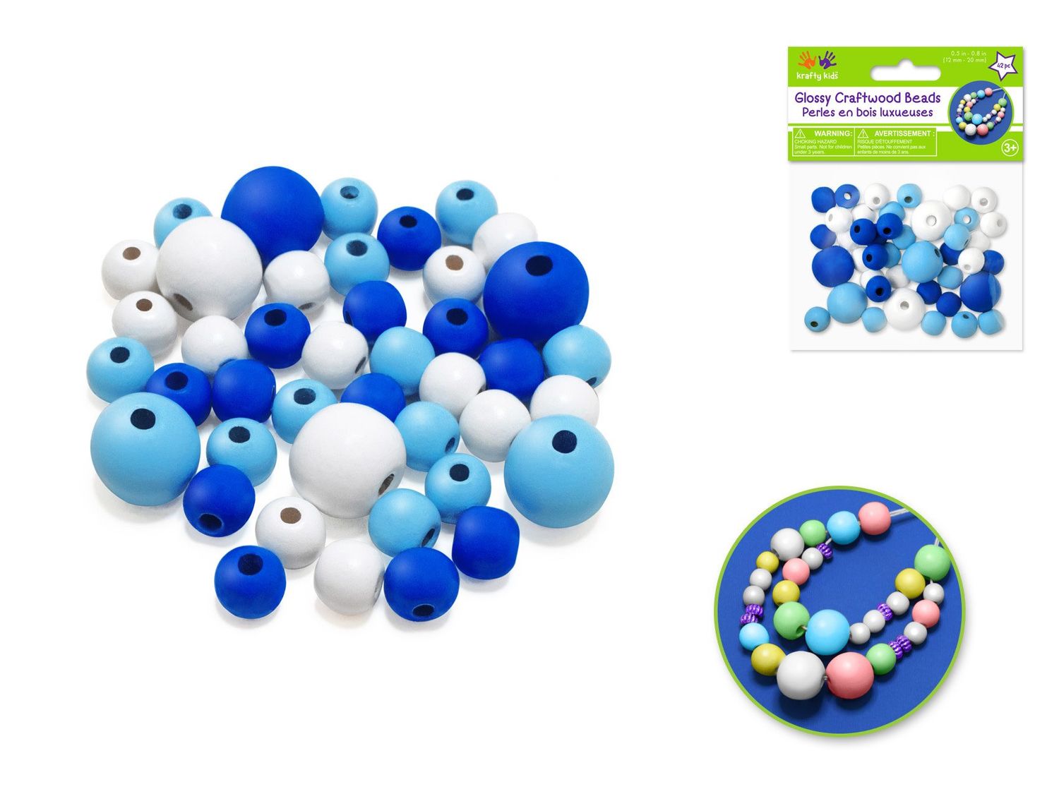 Krafty Kids Glossy Round Beads Blue Medley 42pc