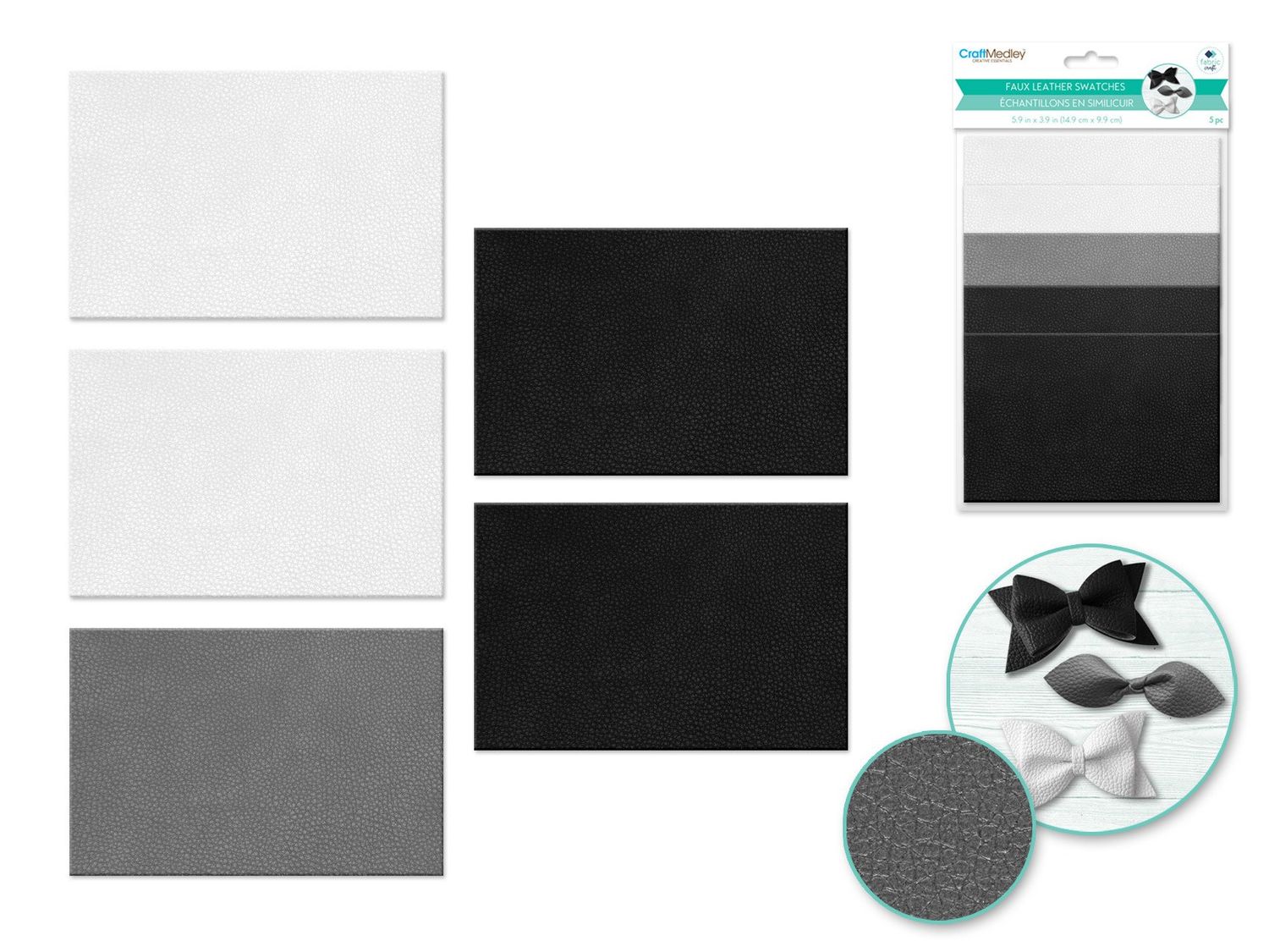 CraftMedley 5.9x3.9in Assorted Faux Leather Swatches 5ct Classic