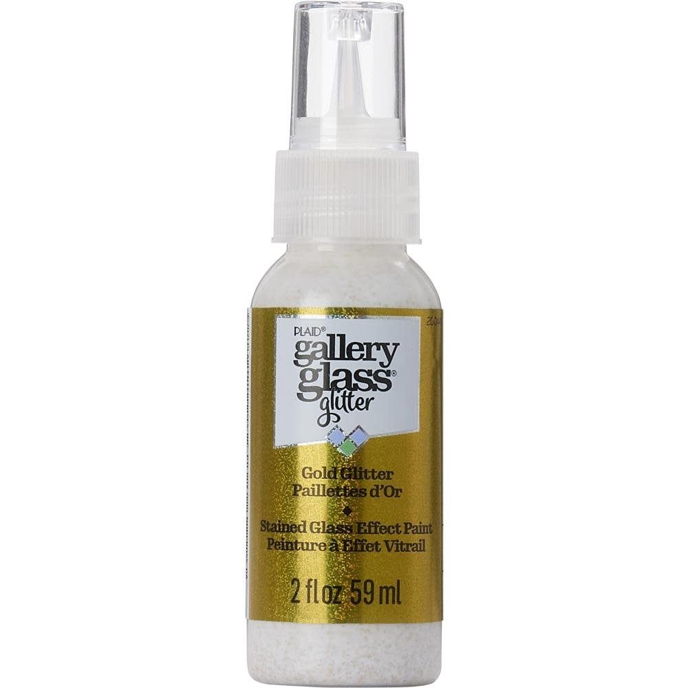 Plaid Glitter Gold Gallery Glass Paint 2oz