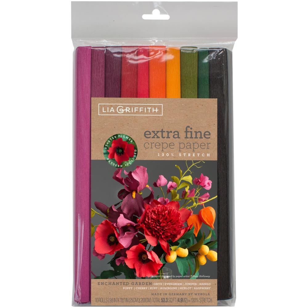 Lia Griffith 6.5ft Extra Fine Crepe Paper Enchanted Garden Colours 10 Rolls