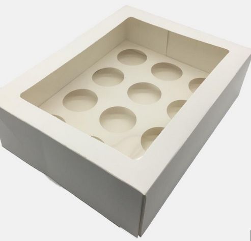 Create Distribution White 12 Mini Cupcake Box with Insert
