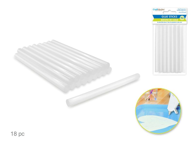 CraftMedley 4in 7mm Thick Glue Sticks Mini 18pc