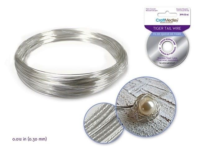 CraftMedley 12mx0.3mm Tiger Tail 7 Strand Wire Silver