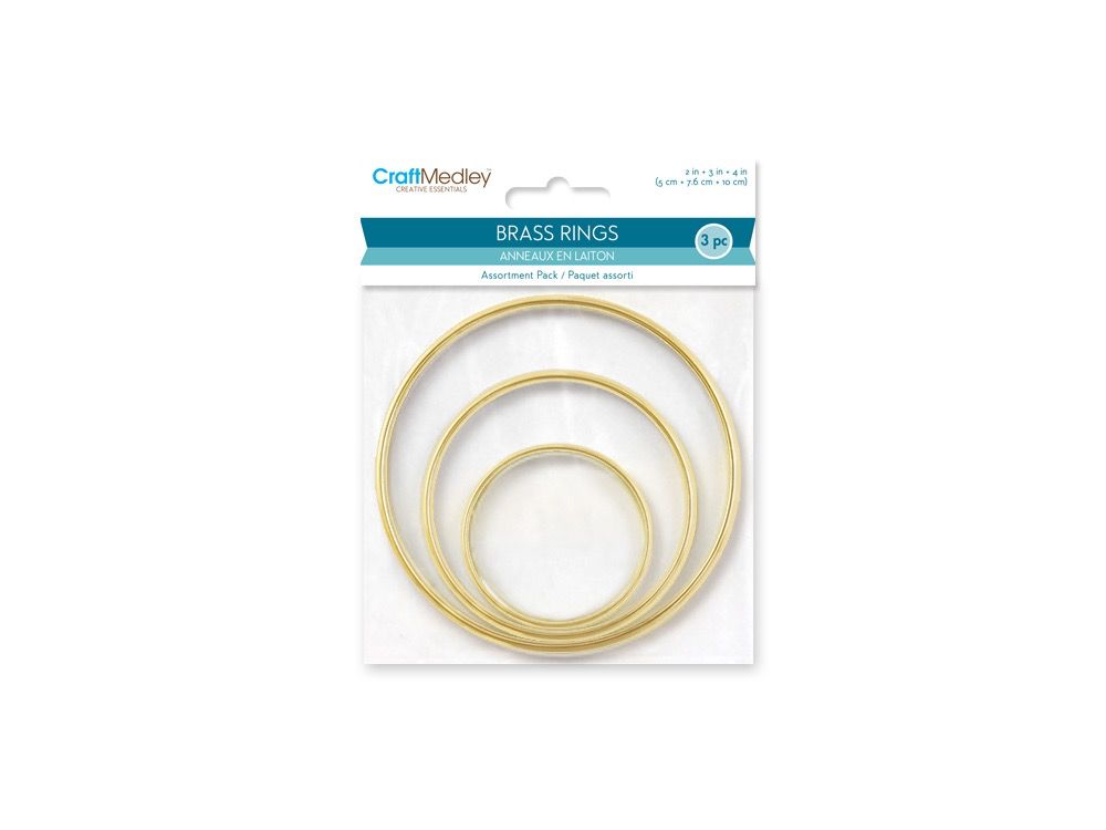 CraftMedley 2/3/4ub Brass Rings Assortment Pack 3pc
