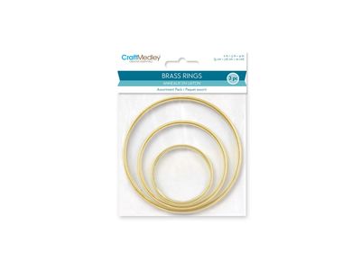 CraftMedley 2/3/4ub Brass Rings Assortment Pack 3pc