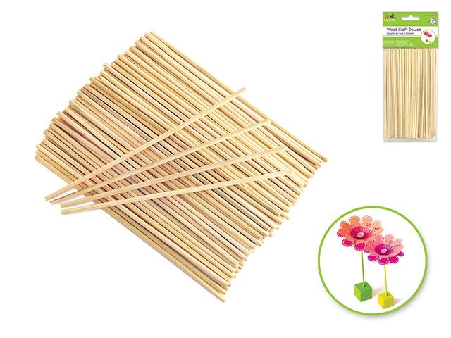 Krafty Kids Craftwood: 4" Natural Bamboo Dowel x150 (2.5mm thick)