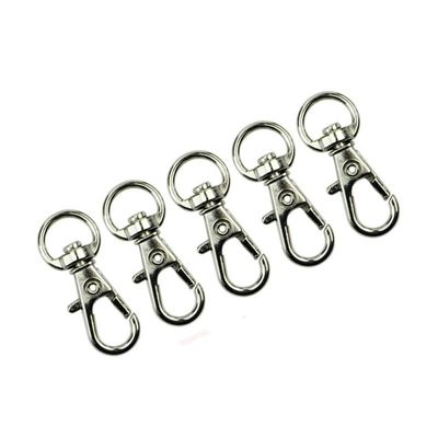 CraftMedley 1.25" Key Ring Clip x5 w/Swivel Ring (Silver)
