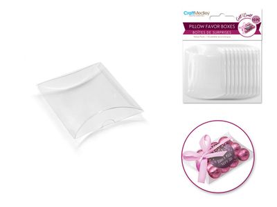 CraftMedley 7.6x6x2cm PVC Clear Pillow Favor Box Value-Pack Small 10pc