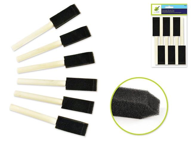 Colorfactory 1in Sponge Brush with Wood Handle 6pc