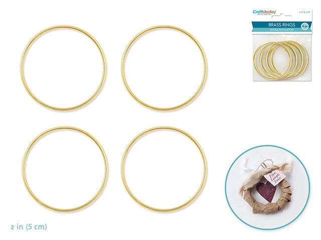 CraftMedley 2in Brass Rings Round 4pc