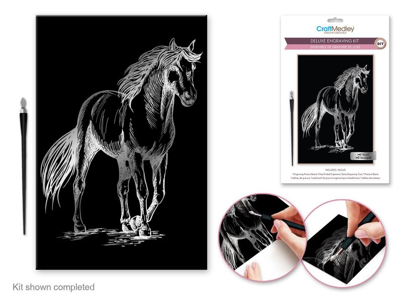 CraftMedley Deluxe Engraving Art DIY Kit Metallic Horse