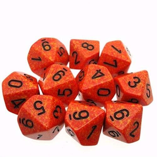 Speckled 10D10 Fire Dice Set