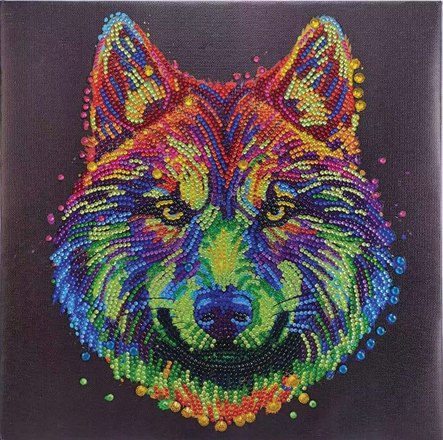 Craft Buddy Crystal Art Colorful Wolf Crystal Art