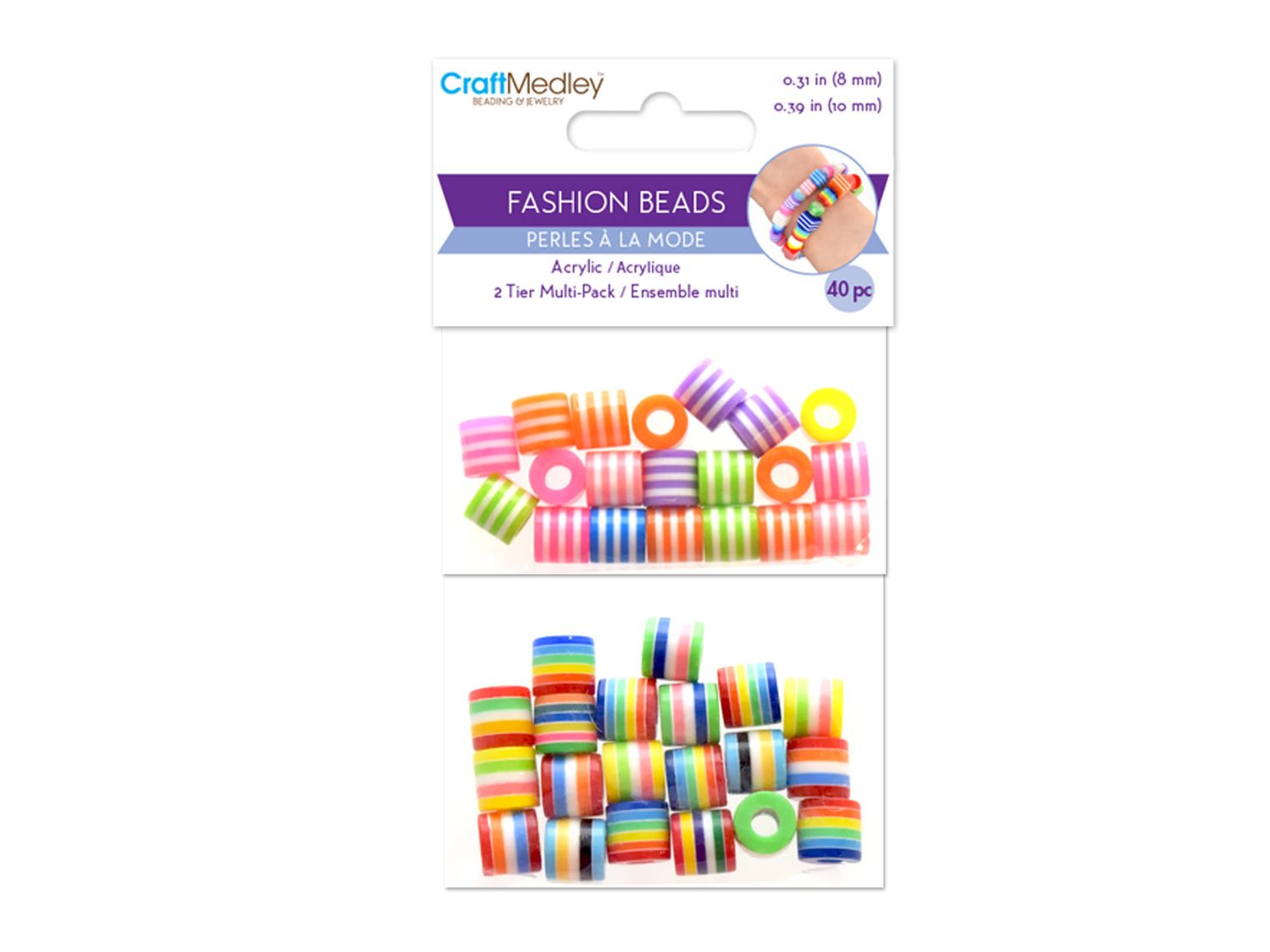 CraftMedley Acrylic Fashion Beads Multi Pack Barrel 40pc