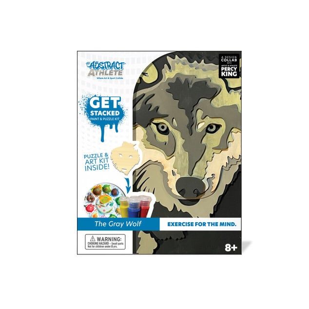 Abstract Athlete Get Stacked Paint & Puzzle Kit - GRAY WOLF Abstract Athlete Get Stacked Paint & Puzzle Kit - GRAY WOLF