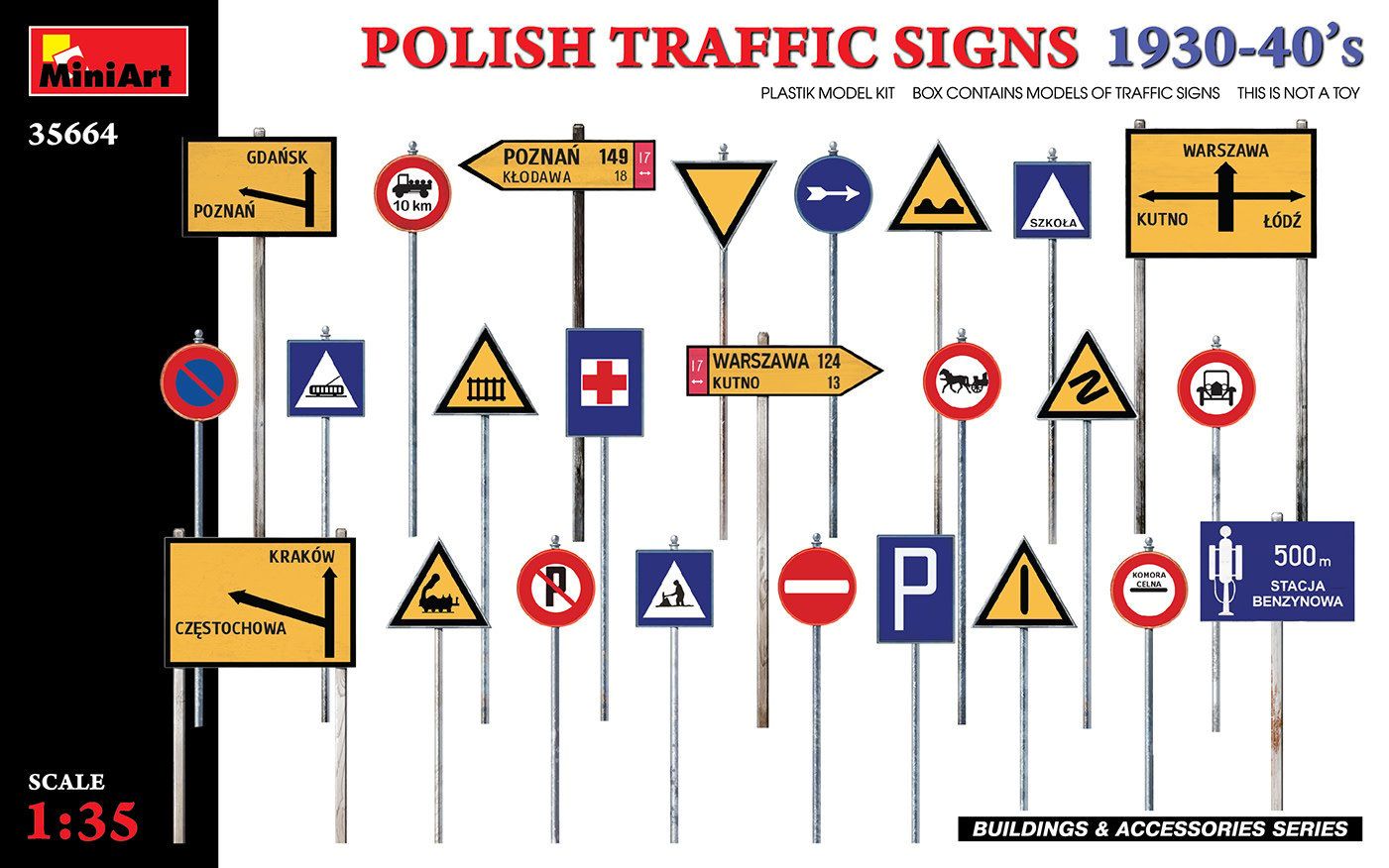 Miniart 1/35 Polish Traffic Signs 1930-40s Figures