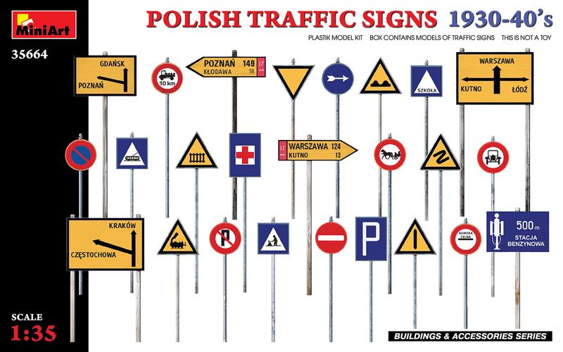 Miniart 1/35 Polish Traffic Signs 1930-40s Figures