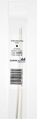 Albion NSR033 0.33mm Nickel Silver Rod 6pc/Sleeve