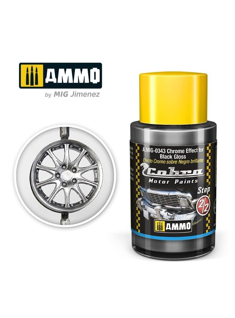 Ammo of MIG Cobra Motor Chrome Effect for Black Gloss 30ml