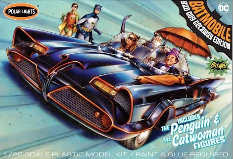 Polar Lights 1/25 Batmobile w/ Catwoman &amp; Penguin Figures