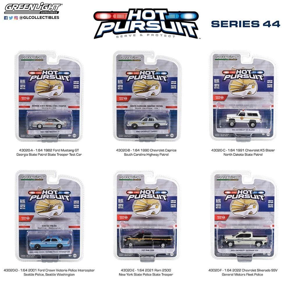 Green Light Collectibles 1/64 Hot Pursuit Series 44 Assorted
