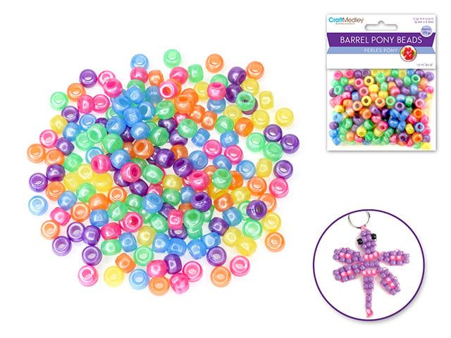 CraftMedley 9x6mm Pony Beads Barrel Standard Pearlized Multi Mix 175pc
