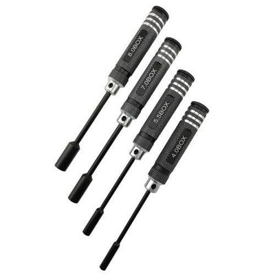 Hobby Details 4/5.5/7/8mm Nut Drivers Black 4pc