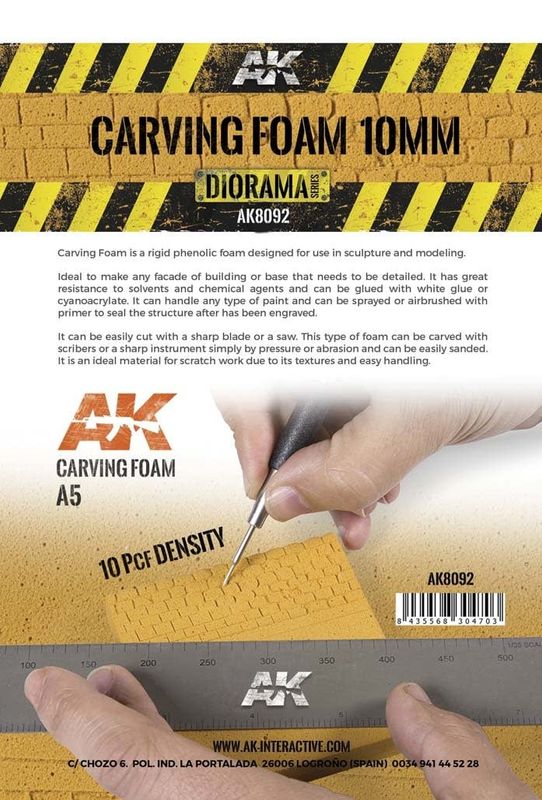AK Interactive Carving Foam 10mm A5 Size 228x152mm