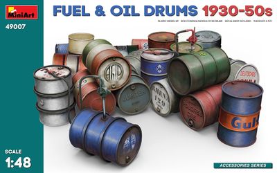 Miniart 1/48 Fuel &amp; Oil Drums 1930-50s