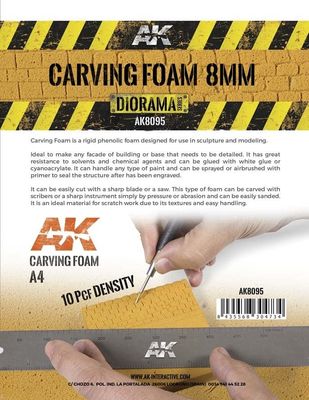 AK Interactive Carving Foam 8mm A4 Size 305x228mm