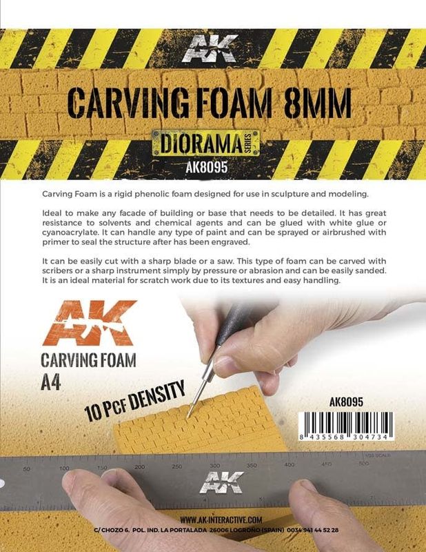 AK Interactive Carving Foam 8mm A4 Size 305x228mm