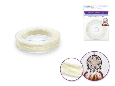 CraftMedley 10ydx2mm Jewelry Craft Cord Sinew Poly Waxed White