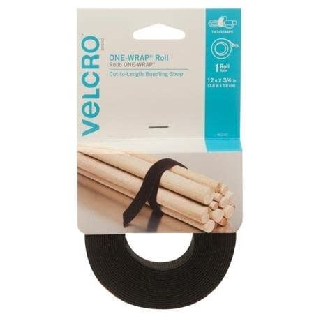 Velcro Brand ONE-WRAP Roll .75&quot;X12&#39; Black