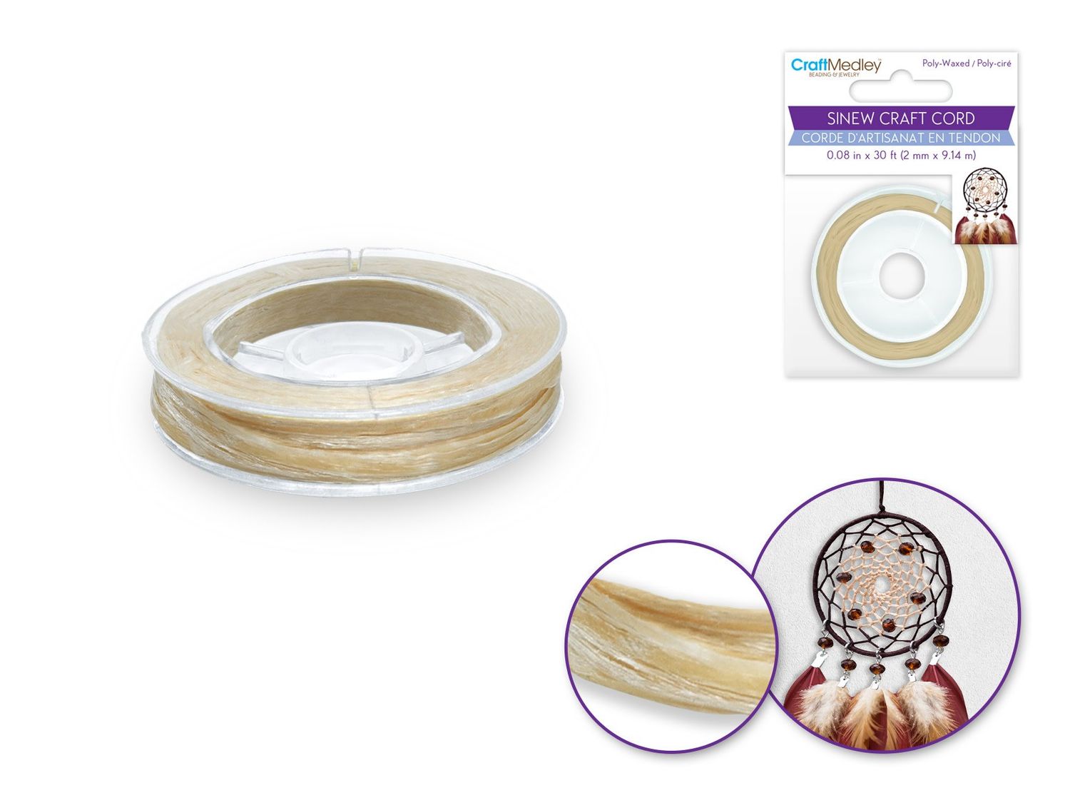 CraftMedley 10ydx2mm Jewelry Craft Cord Sinew Poly Waxed Sand