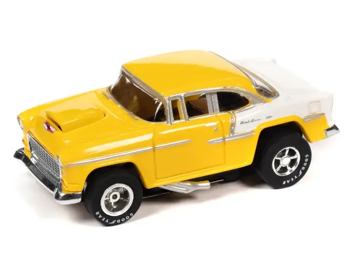 Auto World 1955 Chevy Bel Air HO Slot Car Yellow/White