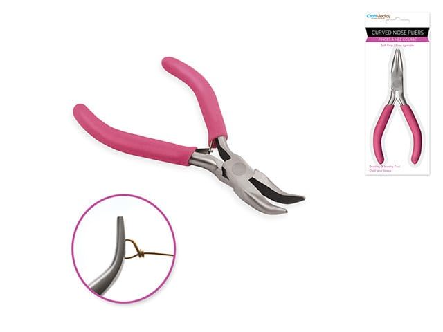 CraftMedley Beading Jewelry Tool Curved Nose Pliers with Soft Grip Handle