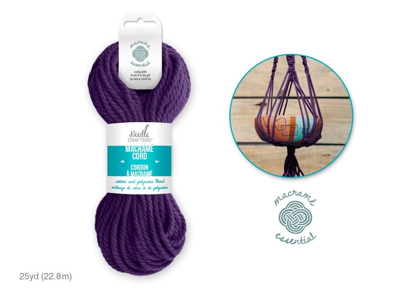 Needle Crafter 4mm Macrame Cord 25yds (22.8m) I) Lilac